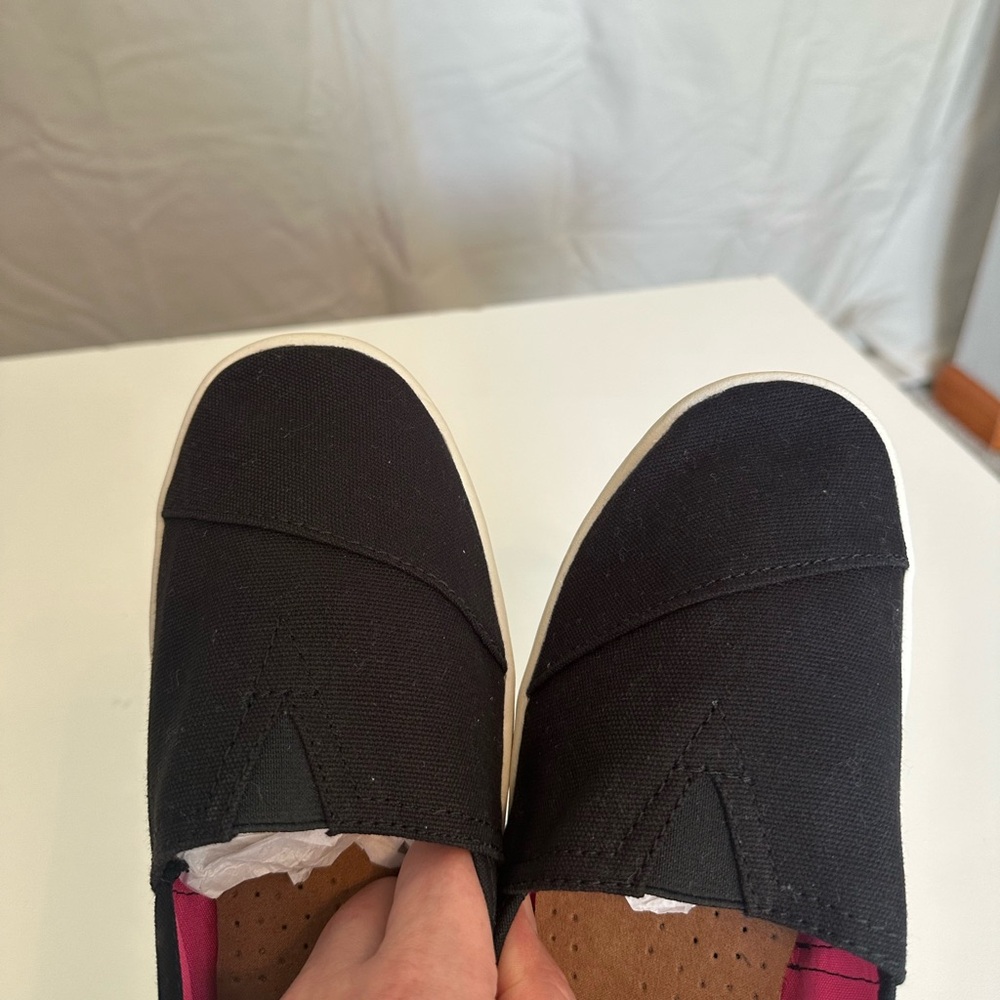 NWOT Casual Black Sneakers Mad Paw slip-on canvas 10 memory foam slides pink - Picture 11 of 14